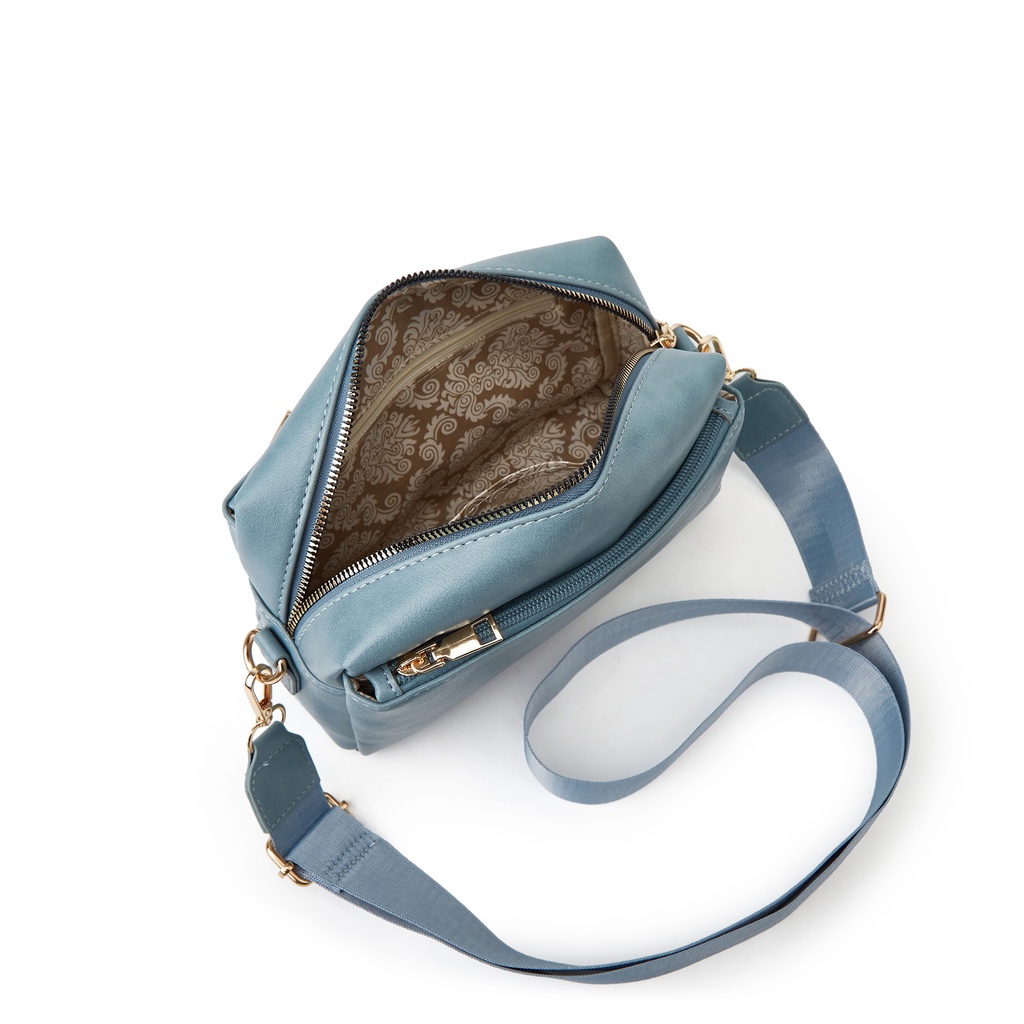 Túi Đeo Chéo Da PU Dáng Vuông Nhỏ Có Khóa Kéo Chống Thấm Nước Thời Trang Cho Nữ