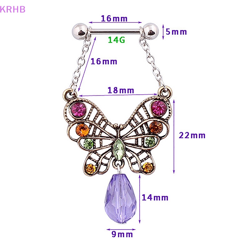 Khuyên Nhũ Hoa Bằng Thép Không Gỉ Màu Đồng Hình Bướm Sáng Tạo Quyến Rũ Cho Nữ Mới