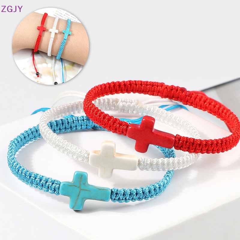 Vòng Tay Dây Bện Mặt Thánh Giá Handmade Có Thể Điều Chỉnh Dành Cho Cặp Đôi Mới