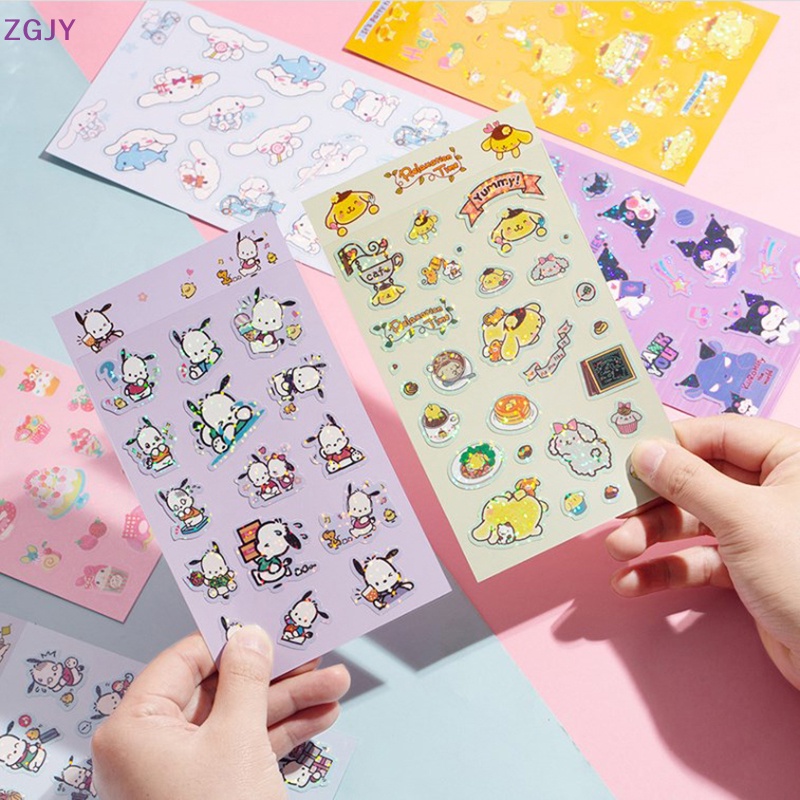 Set 5 Sticker Hình Sanrio Hello Kitty Kuromi Pachacco Goo Dễ Thương Dùng Để Trang Trí Sổ Tay / Nhật Ký Mới