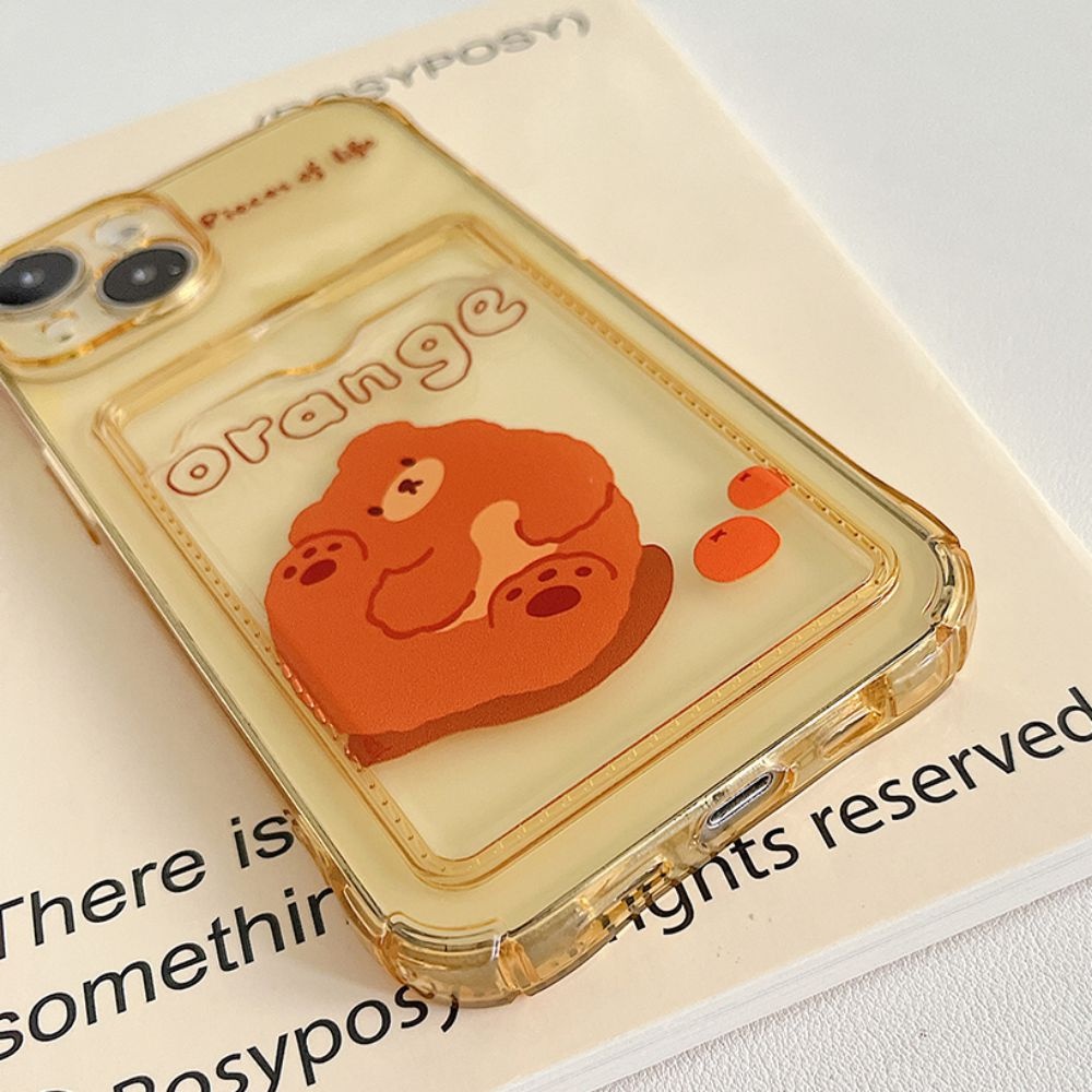 Ốp Điện Thoại TPU Mềm Chống Sốc Gắn Kèm Ngăn Đựng Thẻ Hình Gấu Dễ Thương Cho Iphone 11 14 13 12 Pro Max Xs Xr 7 8 Plus