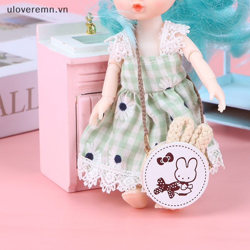 Túi cói Vai Đan Lát Hình Tròn Cho Búp Bê Tỷ Lệ 1 / 12