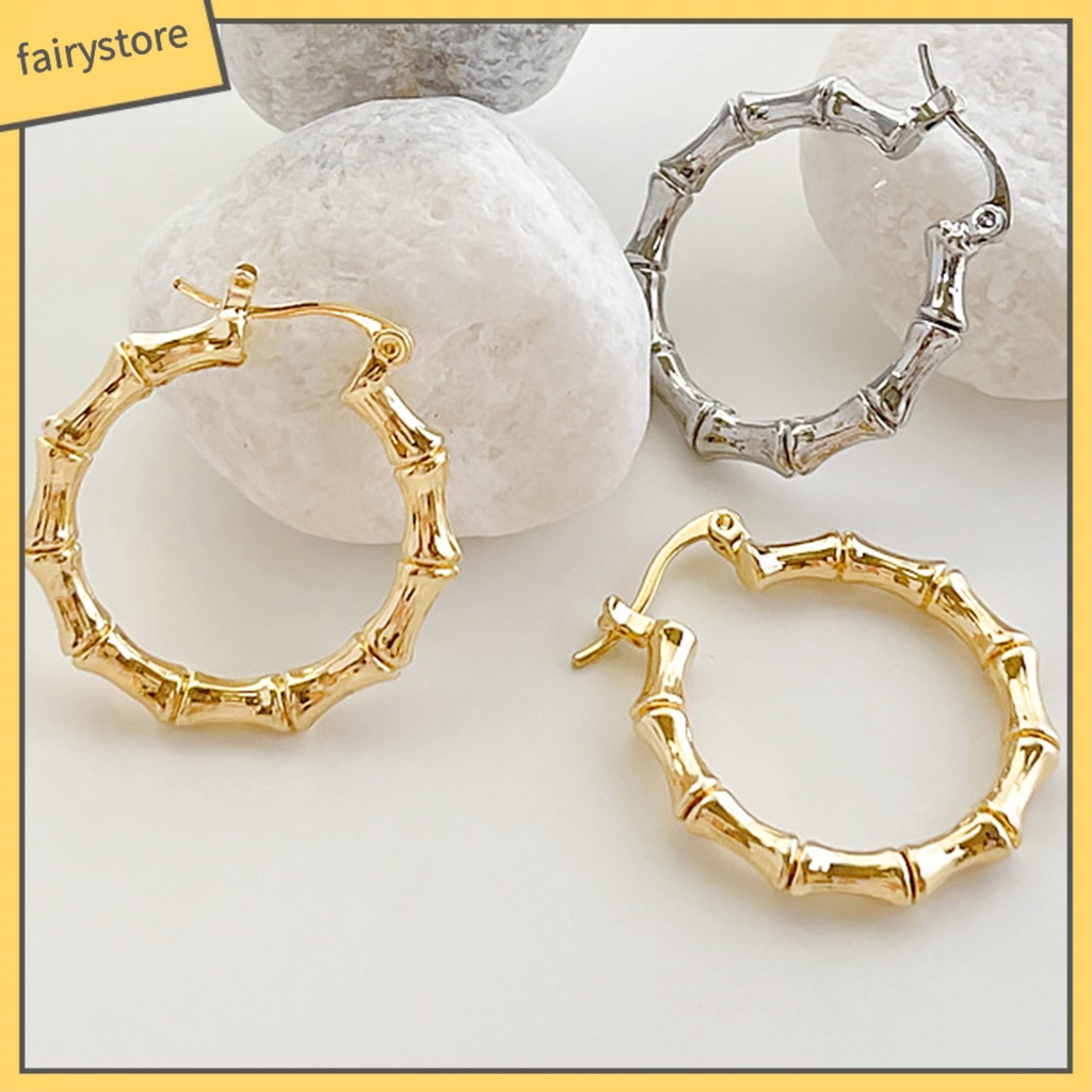 1 Đôi Bông Tai Hình Tròn Bằng Tre Thời Trang Dành Cho Nữ