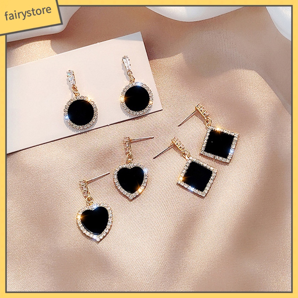 [FRO] 1 Đôi Bông Tai Xỏ Lỗ Tròn Mạ Bạc Đính Đá Sáng Lấp Lánh Trang Trí Mắt Bắt Mắt