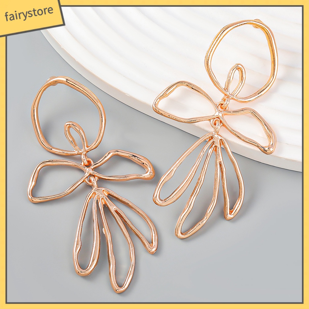 1 Đôi Bông Tai Hình Học Lớn Không Đối Xứng Bằng Hợp Kim Thời Trang Dành Cho Nữ