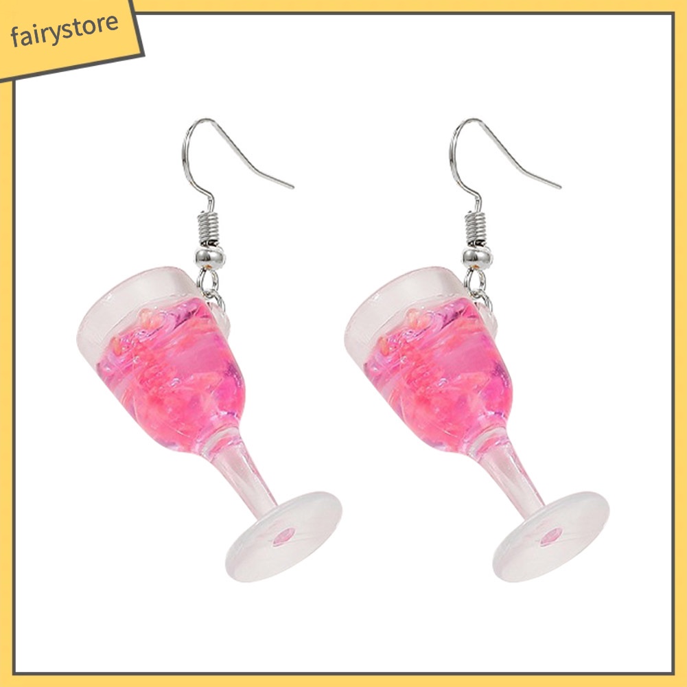 Bông Tai Dạng Móc Hình Ly Rượu Bằng Resin Thời Trang Cho Nữ