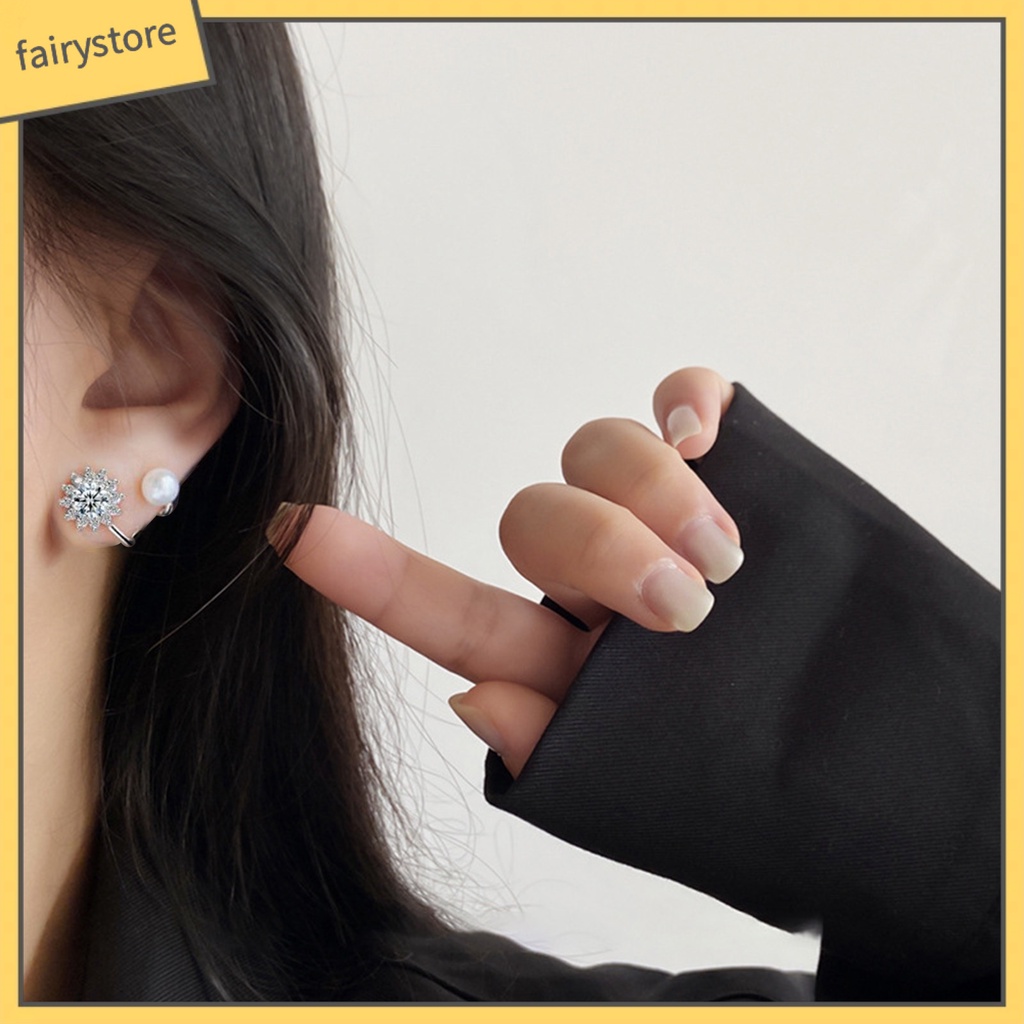 1 Đôi Bông Tai Hoa Hướng Dương Đính Đá Zircon Thời Trang