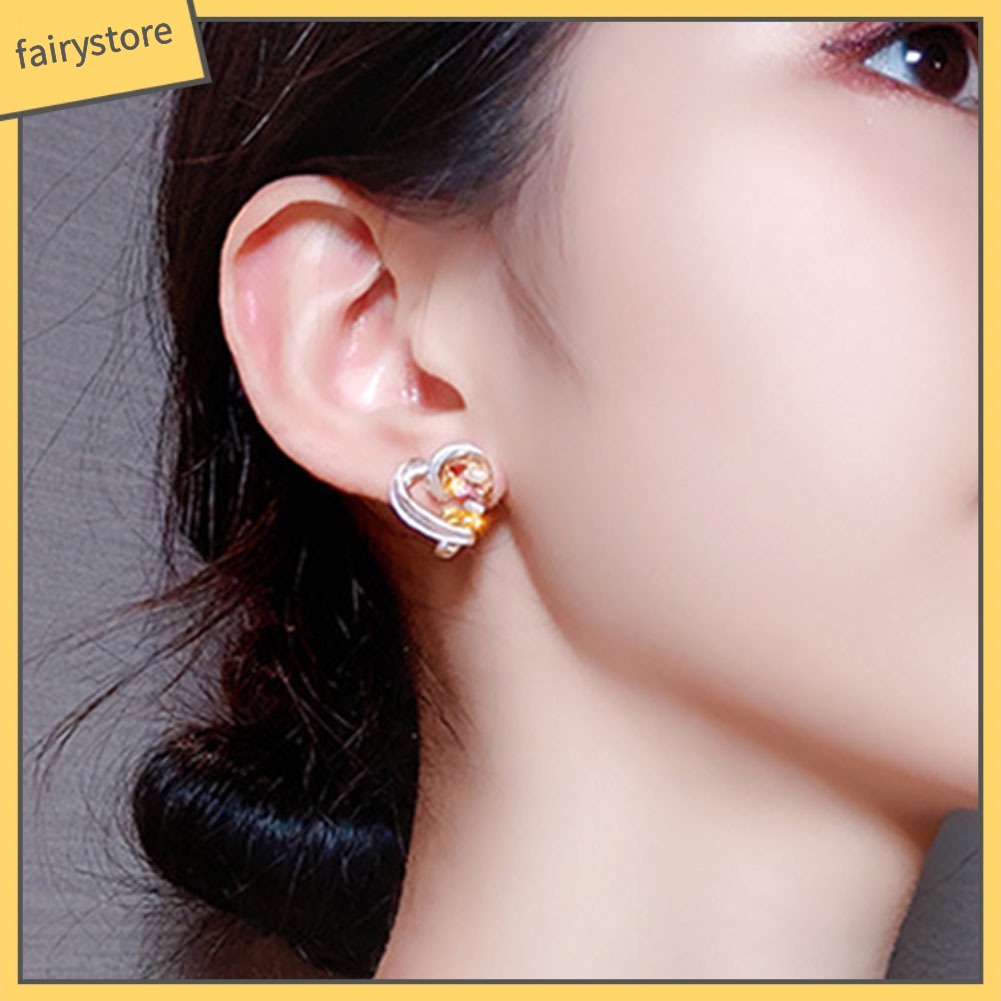 Bông Tai Hình Trái Tim Đính Ngọc Trai Nhân Tạo Thời Trang Dành Cho Nữ