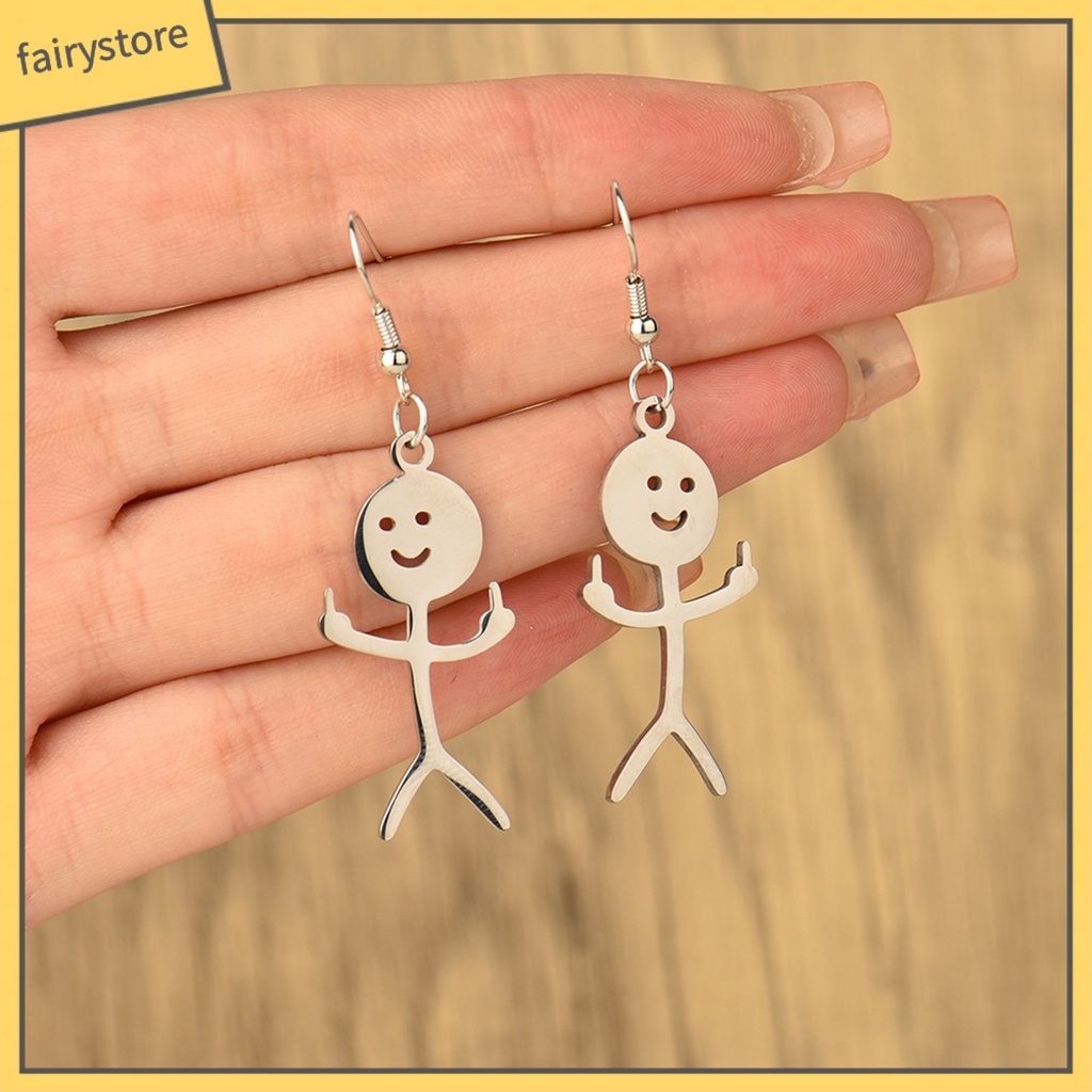 [FRO] 1 Đôi Bông Tai Móc Hình Học Mạ Điện Thủ Công Trang Trí Mắt Vui Nhộn Phong Cách Punk Thời Trang Cho Nữ