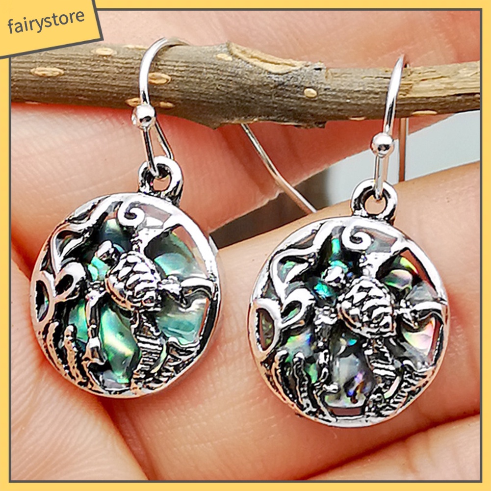 Bông Tai Móc Treo Hình Rùa Biển / Vỏ Sò Tròn Sáng Tạo Cho Nữ