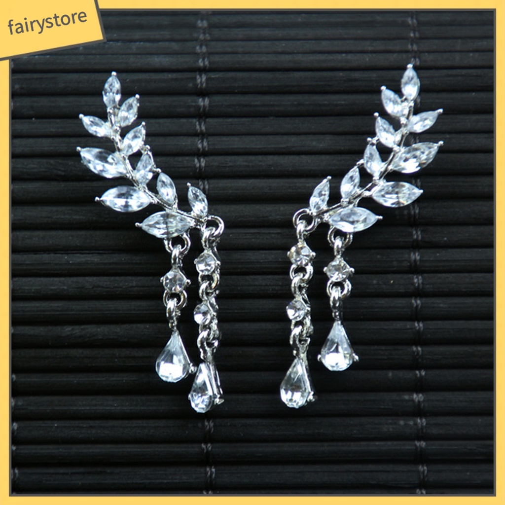 1 Đôi Bông Tai Hình Chiếc Lá Bằng Hợp Kim Lấp Lánh Dành Cho Nữ