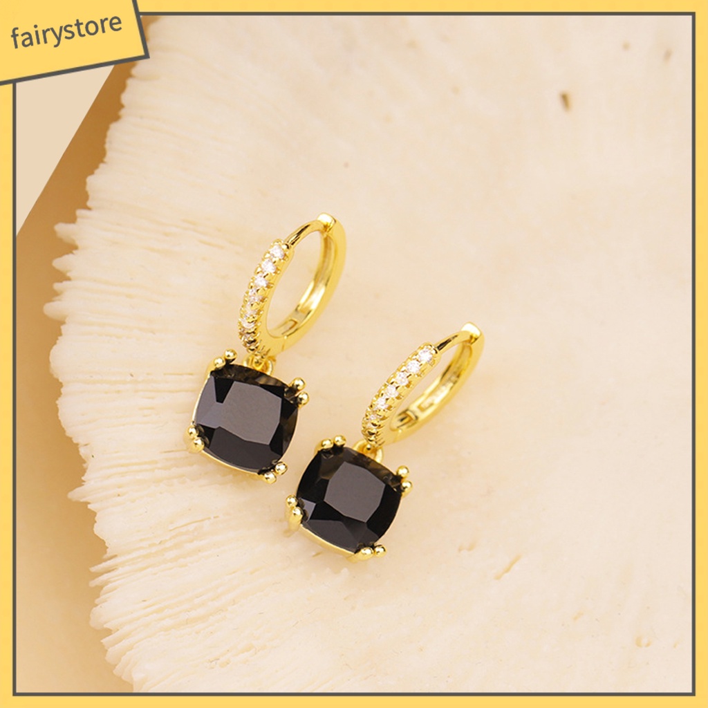 1 Đôi Bông Tai Thả Pha Lê Đen Phong Cách Pháp Cổ Điển Thanh Lịch Dành Cho Nữ