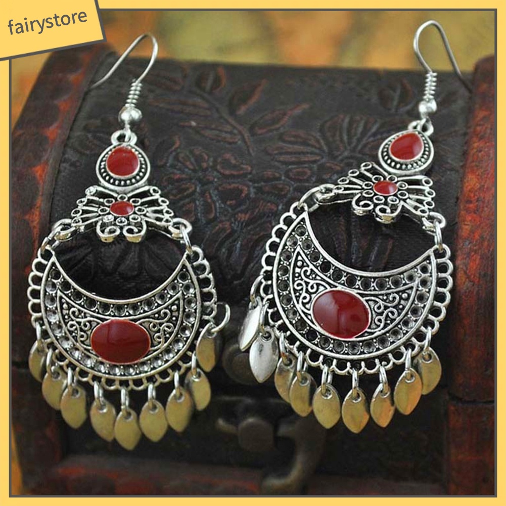 Bông Tai Hình Học Đính Đá Nhân Tạo Phong Cách Bohemian Dành Cho Nữ