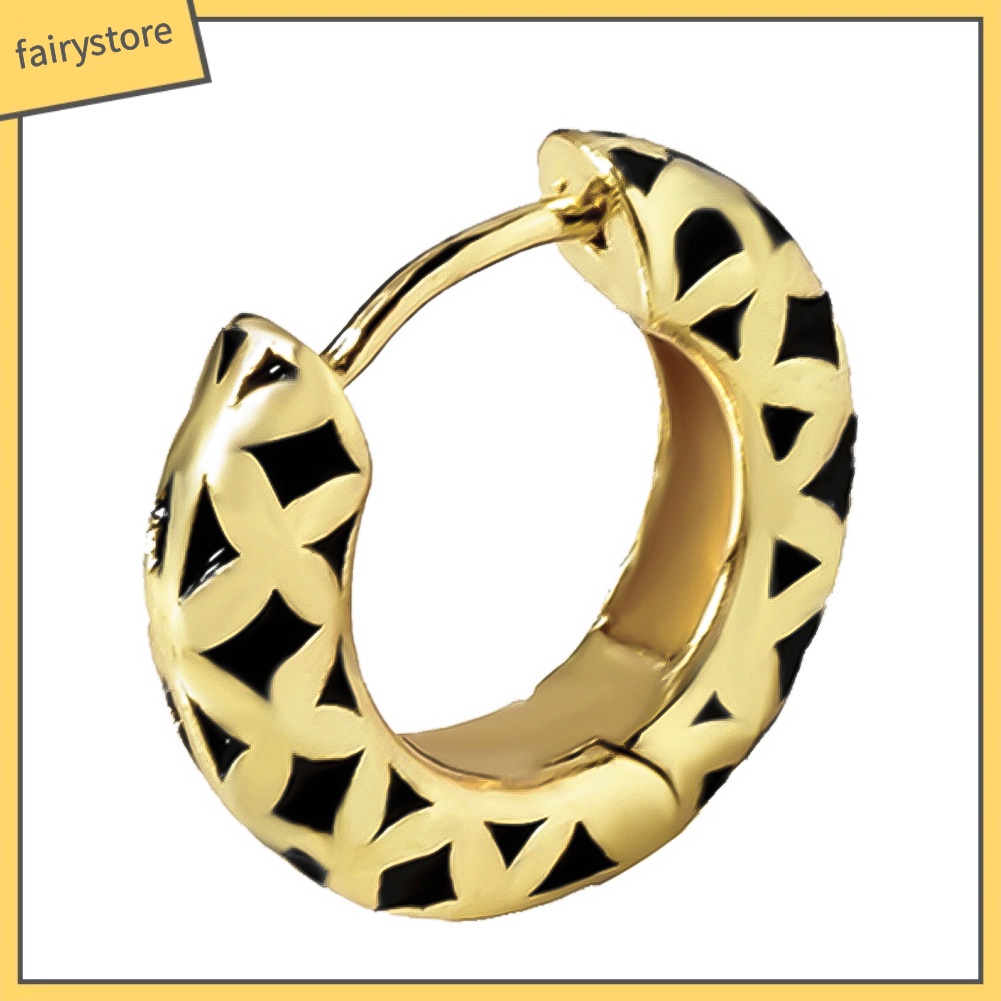 1 Bông Tai Tròn Mặt Tráng Men Họa Tiết Hình Học Nhiều Màu Sắc Cho Nữ