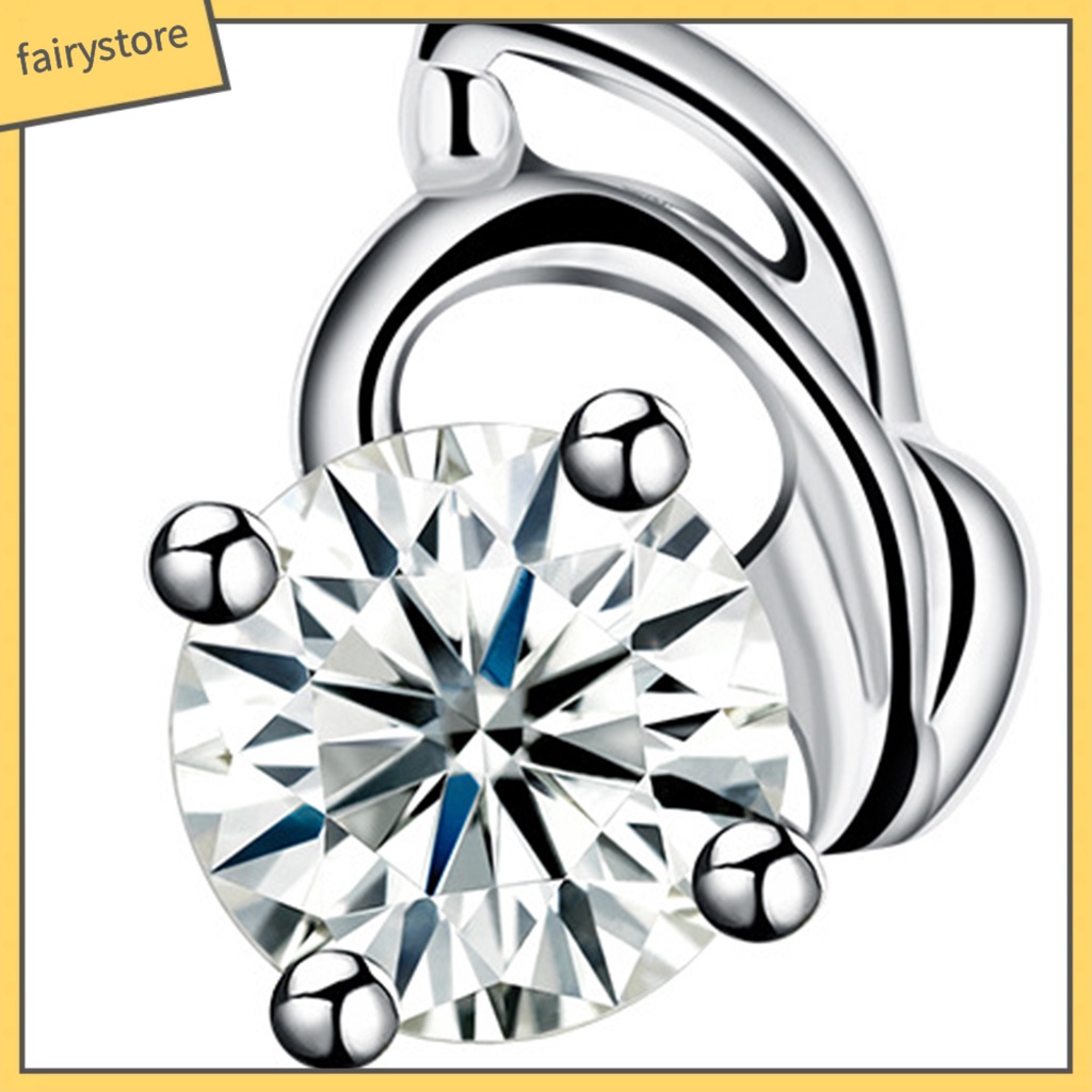 1 Đôi Bông Tai Mạ Bạc 925 Đính Đá Zircon Màu Sắc Lấp Lánh Dành Cho Nữ