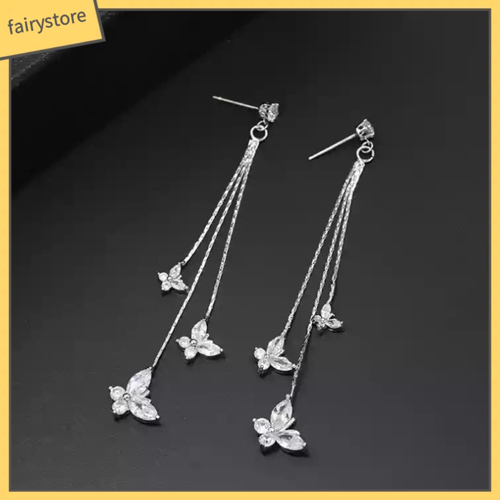 1 Đôi Bông Tai Hình Bướm Đính Pha Lê Giả Lấp Lánh Dành Cho Nữ