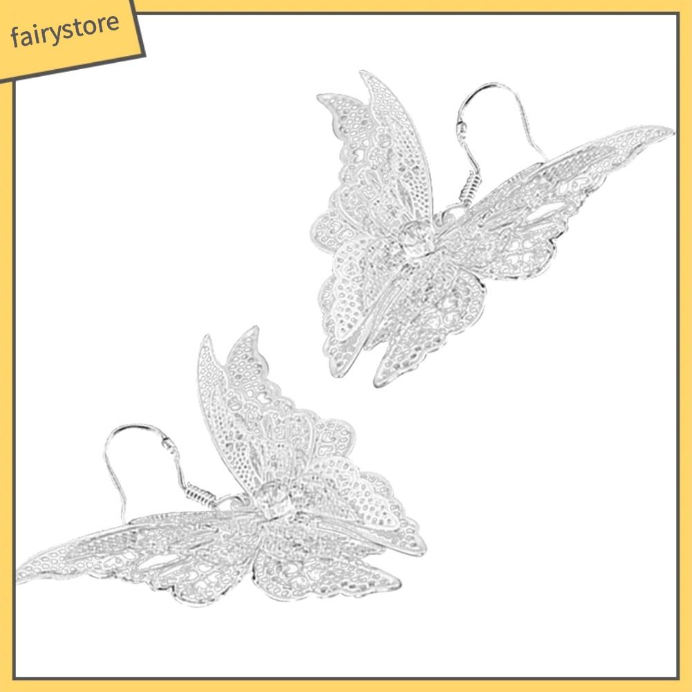 Bông Tai Hình Bướm Rỗng Đính Đá Zircon Phong Cách Vintage Dành Cho Nữ