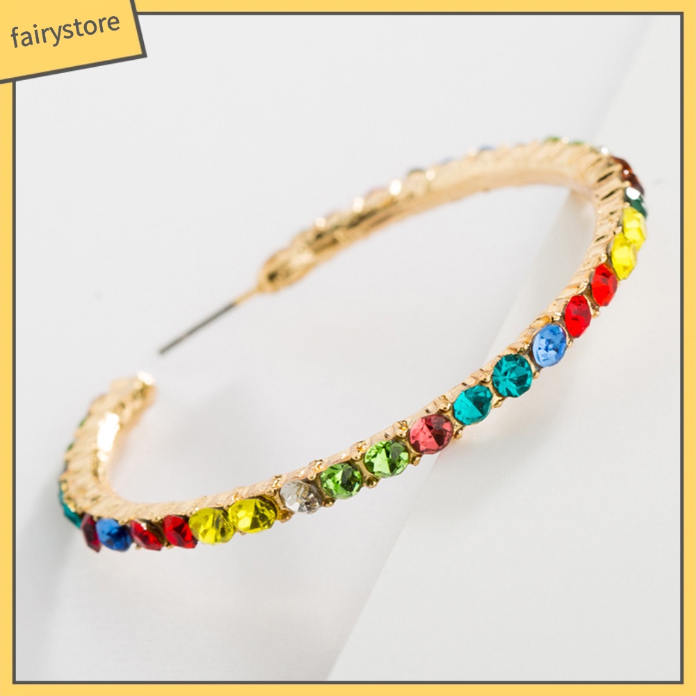 Khuyên Tai Tròn Lớn Đính Đá Thời Trang Cho Nữ