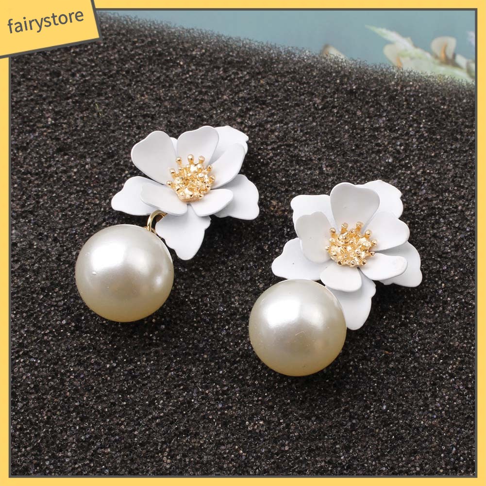 Bông Tai Hình Hoa Đính Ngọc Trai Giả Ngọt Ngào Thời Trang Mùa Hè Cho Nữ