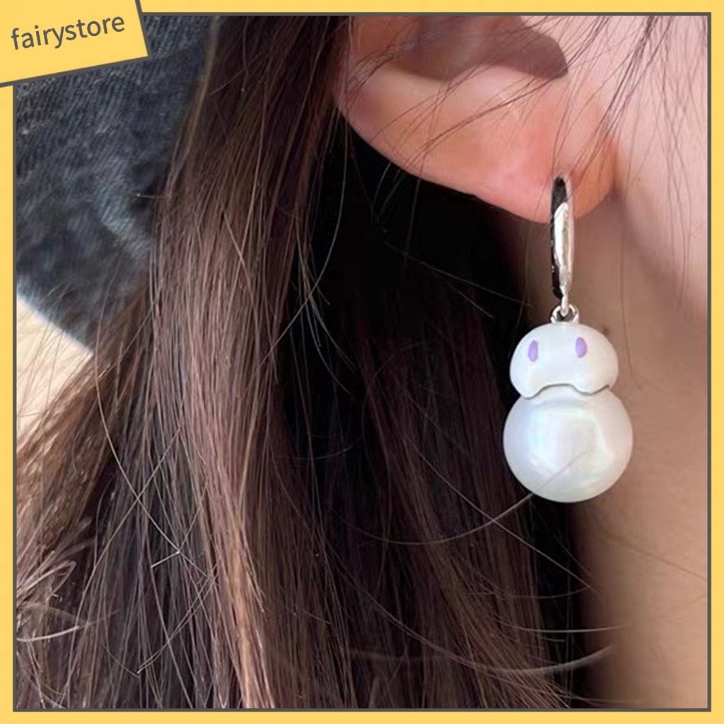 1 Đôi Bông Tai Ngọc Trai Nhân Tạo Hình Ma Nhỏ Dễ Thương Cho Nữ