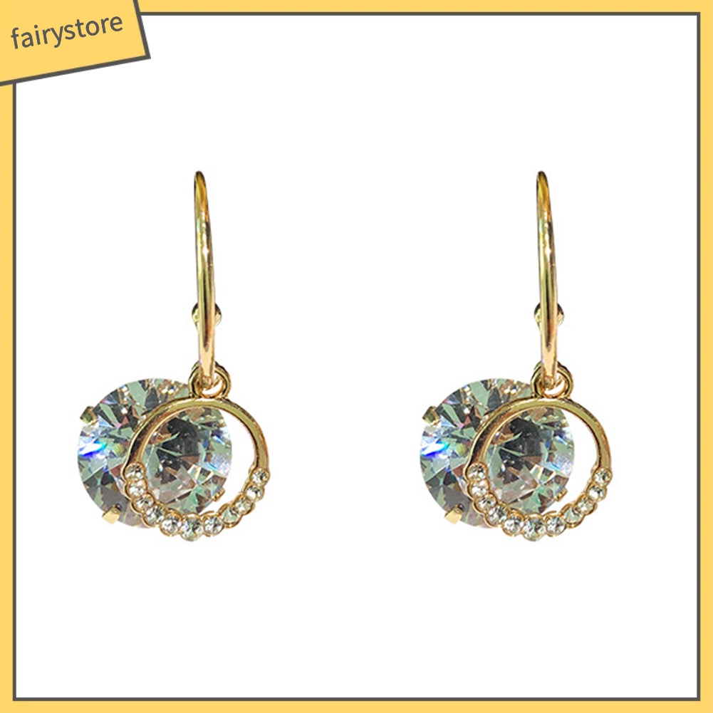 Bông Tai Hình Tròn Đính Đá Thanh Lịch Dành Cho Nữ