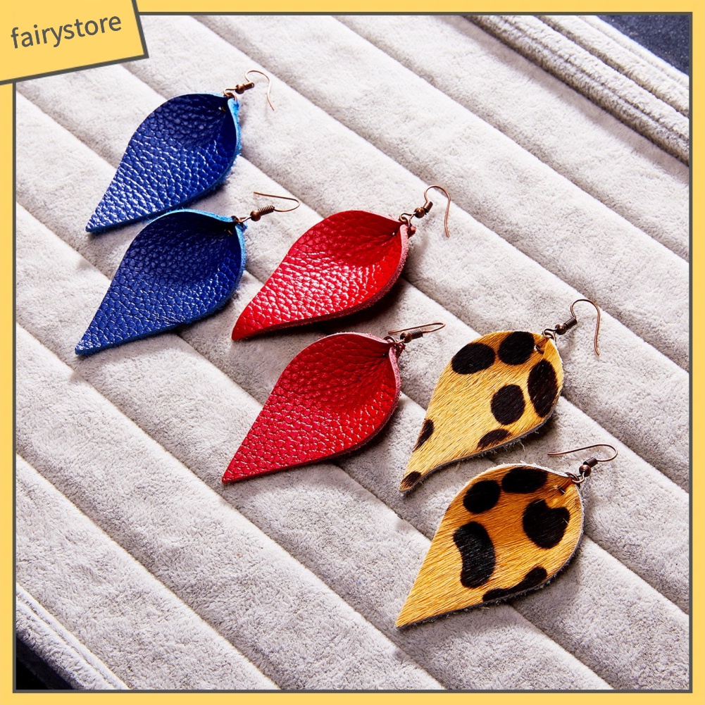 Bông Tai Móc Hình Giọt Nước Họa Tiết Da Báo / Hình Giọt Nước Thời Trang Cho Nữ