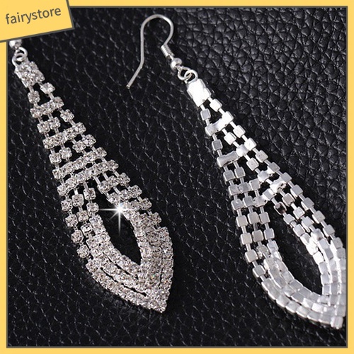 Đôi Khuyên Tai Dài Đính Đá Thời Trang Cho Nữ