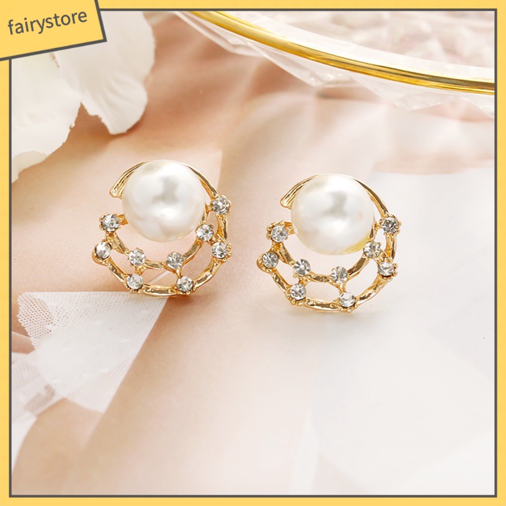 Bông Tai Đính Đá Ngọc Trai Giả Thời Trang Dành Cho Nữ