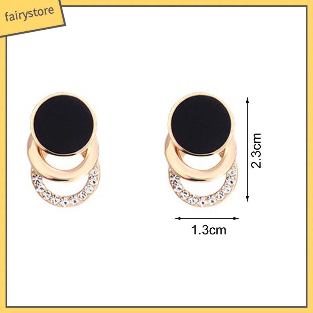 1 Đôi Bông Tai 3 Vòng Tròn Đính Đá Lấp Lánh Thời Trang Dành Cho Nữ