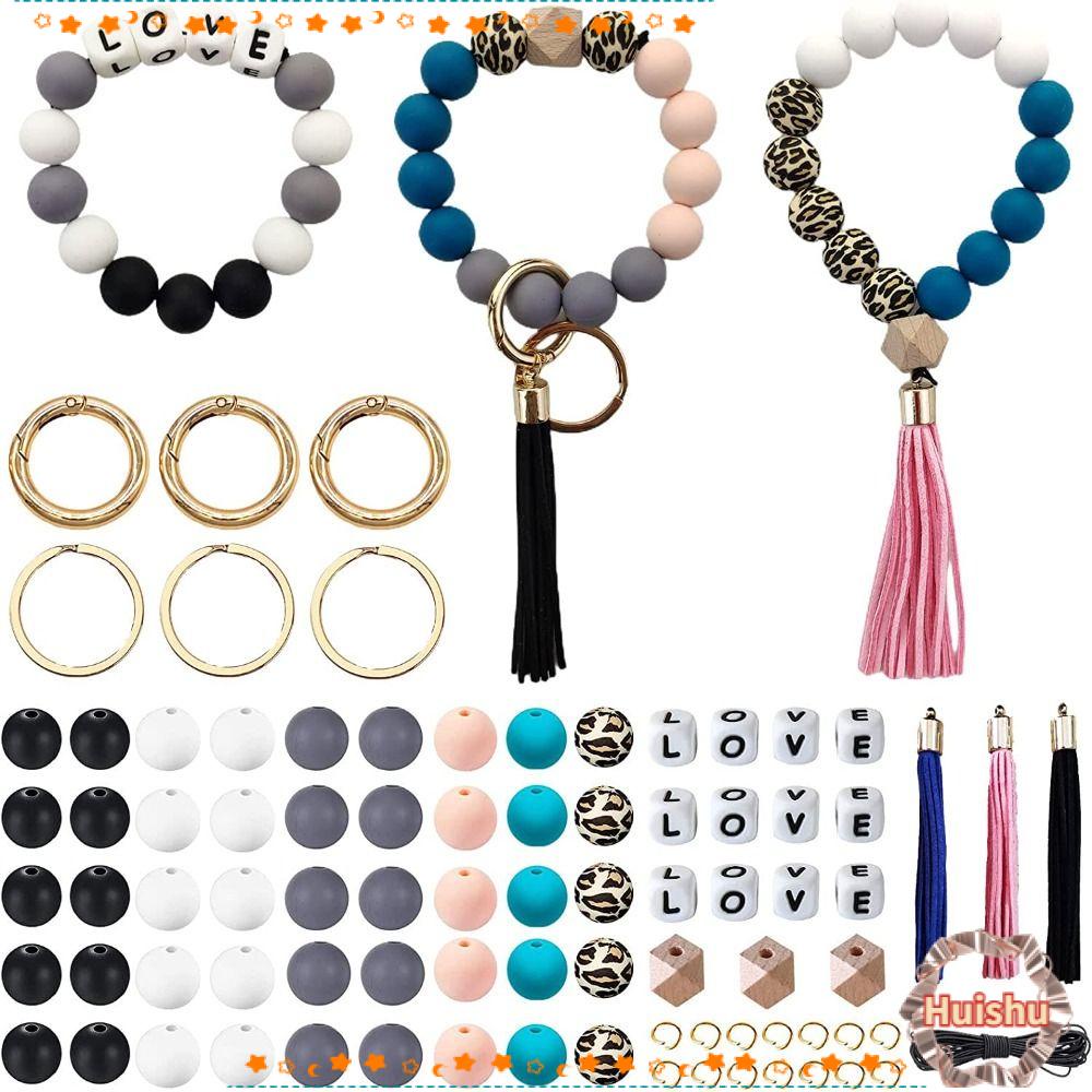 HS Bộ 84 Hạt Silicone Chữ Cái Làm Móc Khóa Xe Hơi