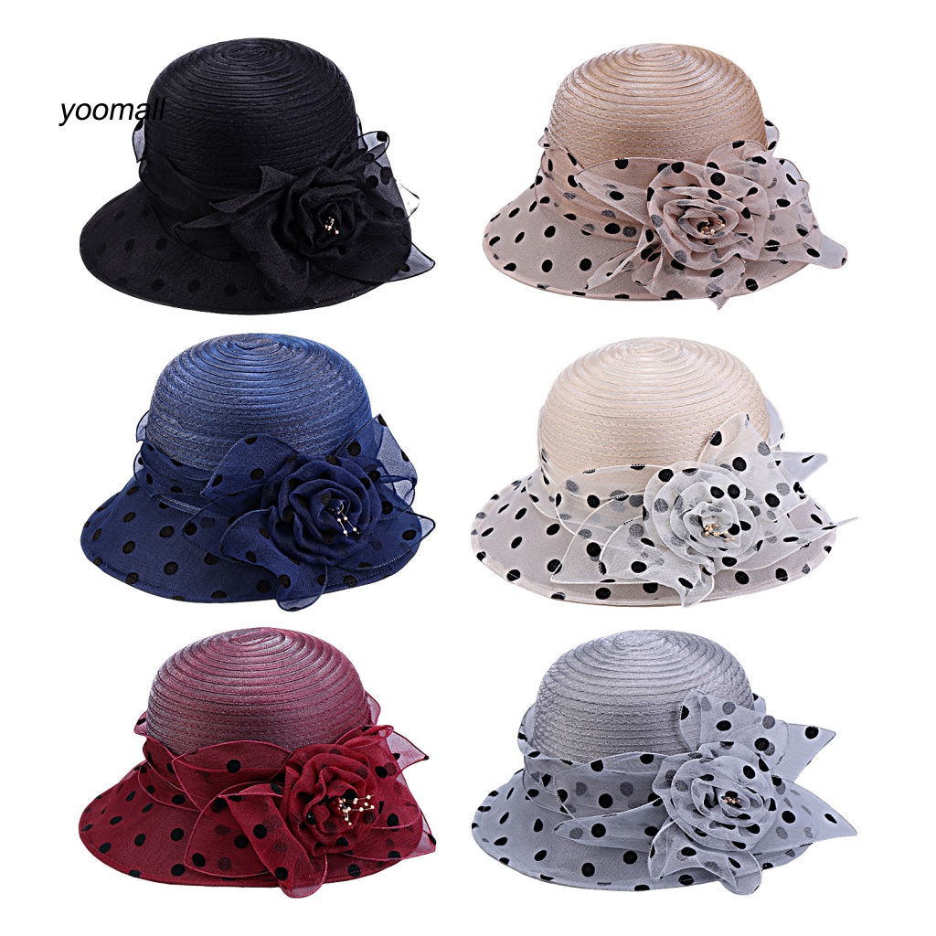 Mũ Tai Bèo Thoáng Khí Chống Tia UV Họa Tiết Chấm Bi / Hoa Xinh Xắn Cho Nữ
