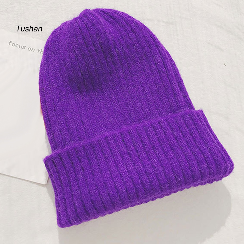Mũ Len Beanie Màu Trơn Giữ Ấm Thời Trang Cho Nữ