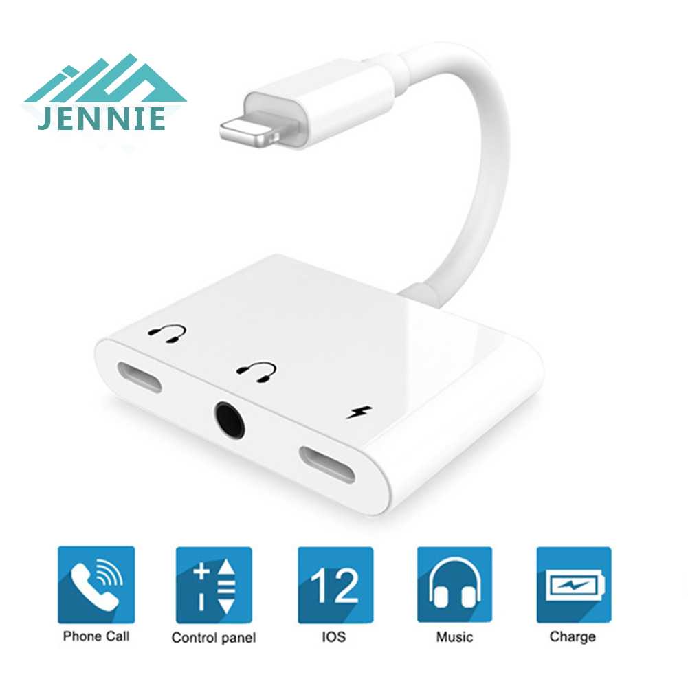 Adapter Chia Cáp 8pinto 3.5mm 3 Trong 1 Cho Điện Thoại Apple iPhone jennie1.vn