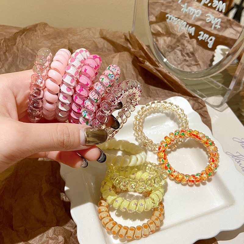 Set 6 Dây Buộc Tóc Hình Điện Thoại Màu Sắc Ngọt Ngào Co Giãn Không Làm Đau Cho Nữ