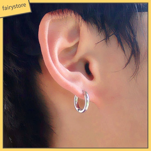 1 Khuyên Tai Tròn Bằng Thép Titan 16 / 21 / 23mm Phong Cách Gothic Punk Đơn Giản