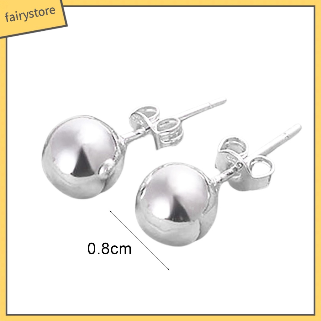 1 Đôi Bông Tai Tròn Bằng Thép Không Gỉ Màu Bạc Thời Trang Dành Cho Nữ