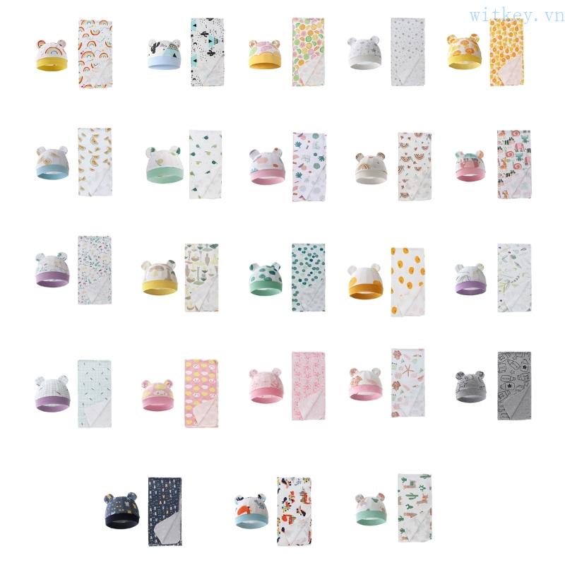 Chăn Quấn Em Bé Sơ Sinh Kèm Nón Xinh Xắn