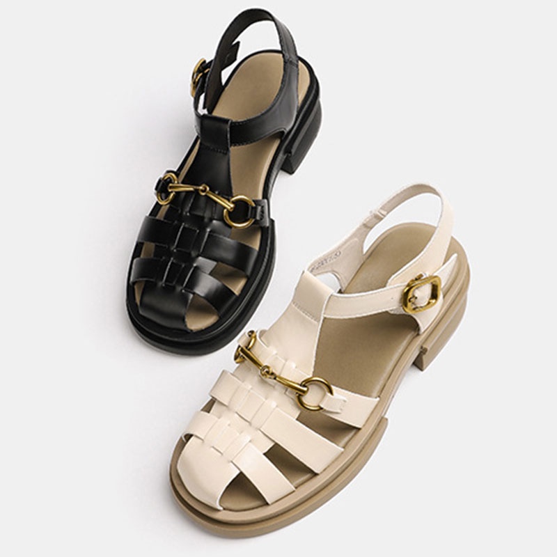 MUCHAO Dép Sandal Đế Bằng Dày Dặn Thắt Nơ Xinh Xắn Thời Trang Cho Nữ