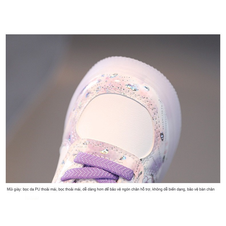 Giày Thể Thao Bề Mặt Da Phát Sáng Phong Cách Mới 2023 Dành Cho Bé Gái