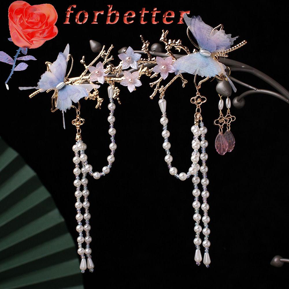 Kẹp Tóc Hình Bướm Tua Rua Phong Cách Trung Hoa Dành Cho Bé Gái