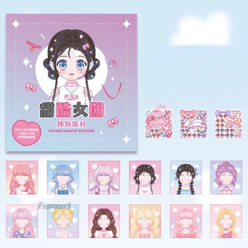 [Fenteer1] Sách Hình Dán Búp Bê Công Chúa Mặc Đồ Vui Nhộn Cho Bé Gái