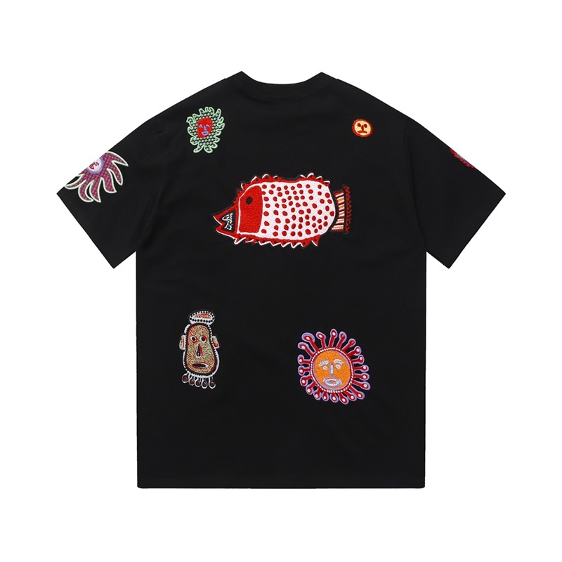 Áo Thun Tay Ngắn Dáng Rộng Thêu Hình Mặt Trời / Sứa Thời Trang Chất Lượng Cao