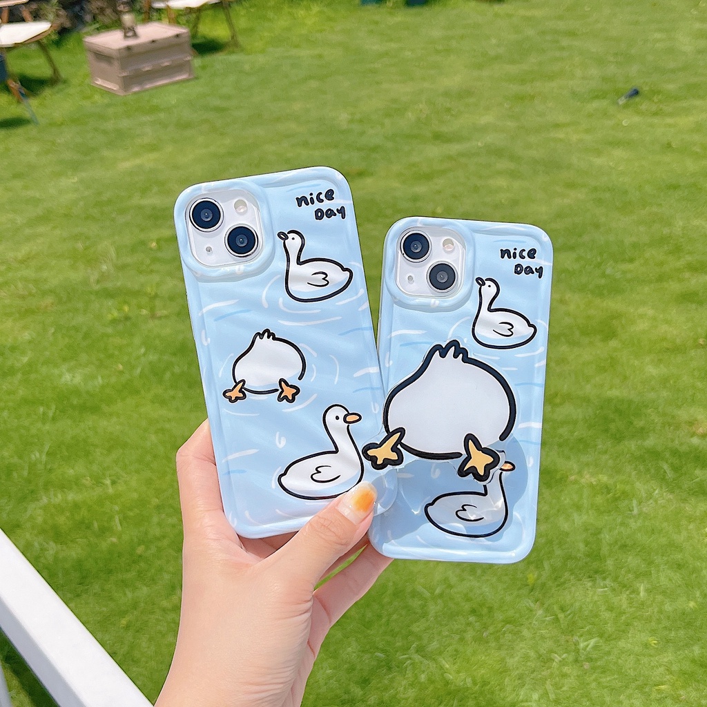 Ốp Điện Thoại Nhựa PC Cứng Hình Vịt Lặn Biển Màu Trong Suốt Gắn Giá Đỡ iPhone 11 13 12 14 Pro Max