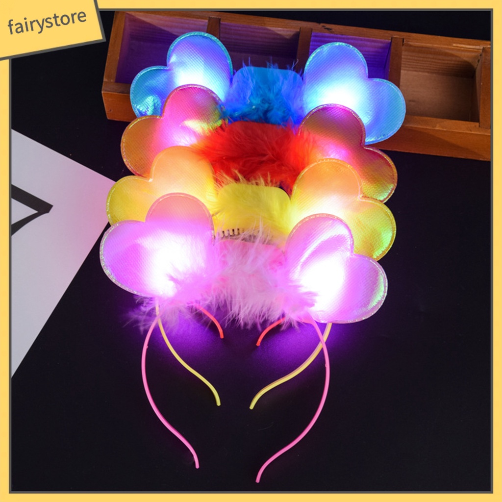 1 Bộ Băng Đô Cài Tóc Hình Trái Tim Có Đèn LED Phát Sáng Trang Trí Tiệc Năm Mới