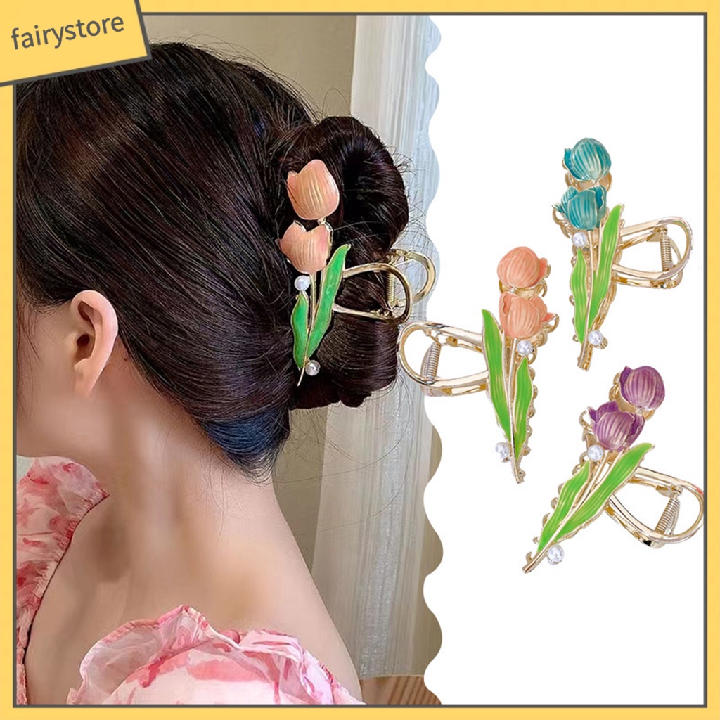 [FRO] Kẹp Tóc Càng Cua Tạo Kiểu Tóc Hoa Tulip Viền Mịn Màng Tinh Tế Cao Cấp Phong Cách Ngọt Ngào Sang Trọng Cho Nữ