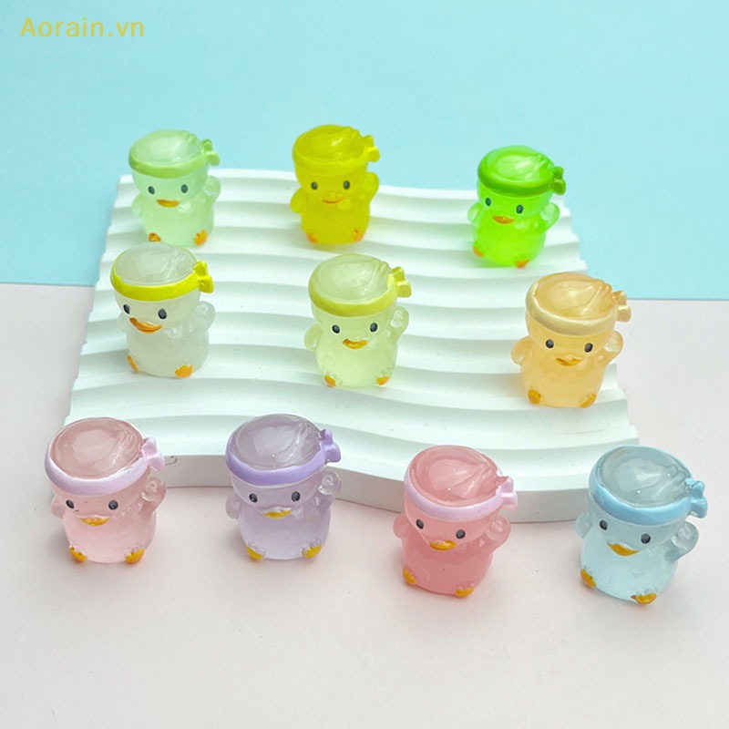 {Aorain} Set 5 Chú Vịt Nhỏ Bằng Nhựa Phát Sáng Trong Bóng Tối Trang Trí Tiểu Cảnh