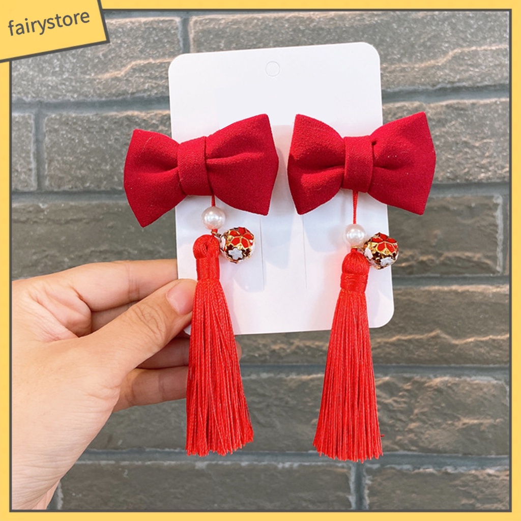 1 Cặp Kẹp Tóc Tua Rua Phong Cách Trung Hoa Cổ Điển Cho Bé Chụp Ảnh