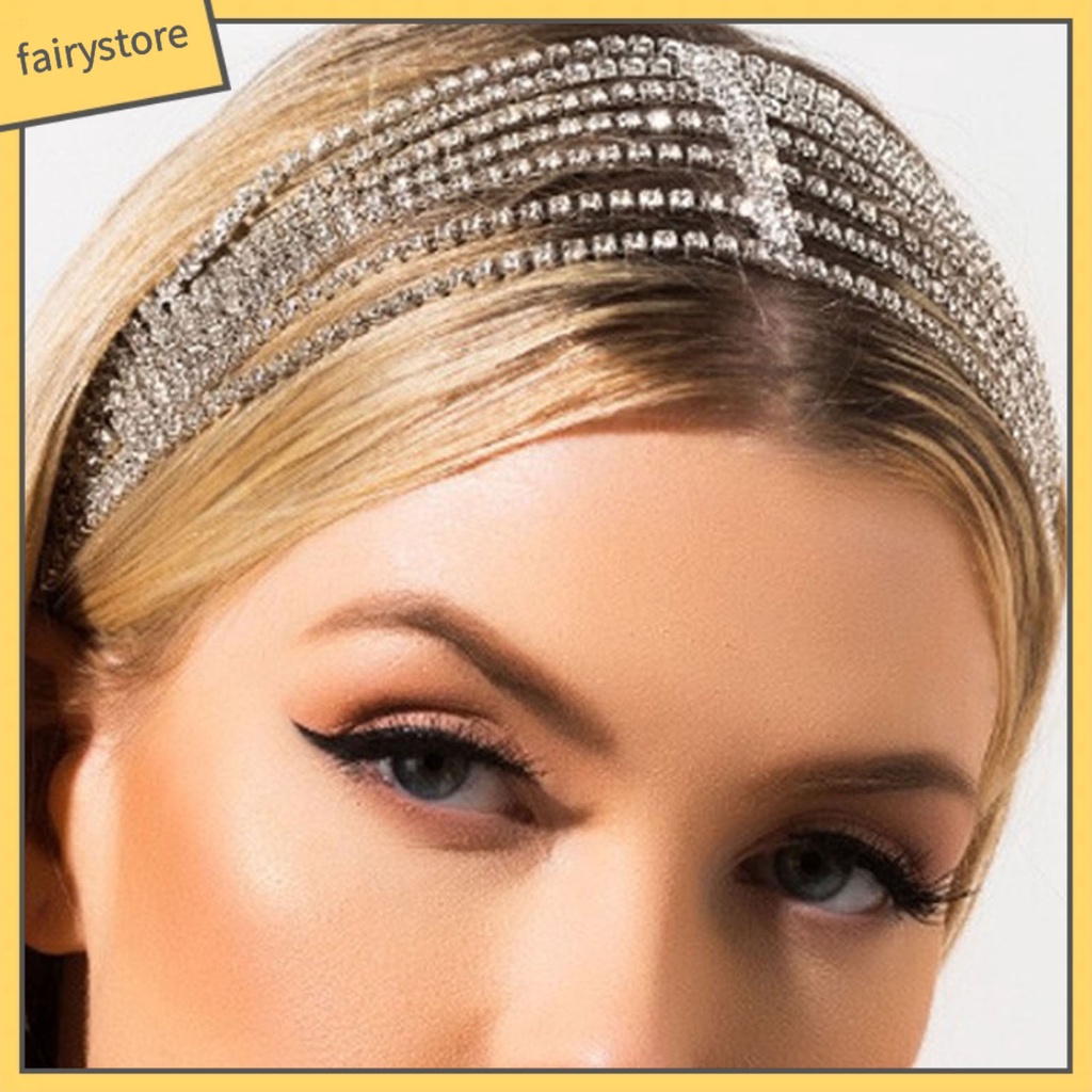 Cài Tóc Đính Đá Nhiều Lớp Co Giãn Chống Trượt Cho Cô Dâu