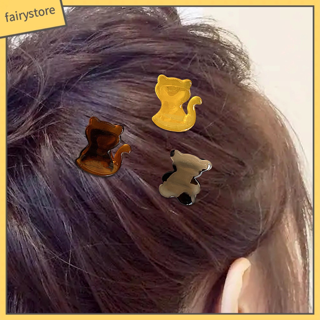 Kẹp Tóc Trang Trí Hình Mèo / Gấu Hoạt Hình Chống Mòn