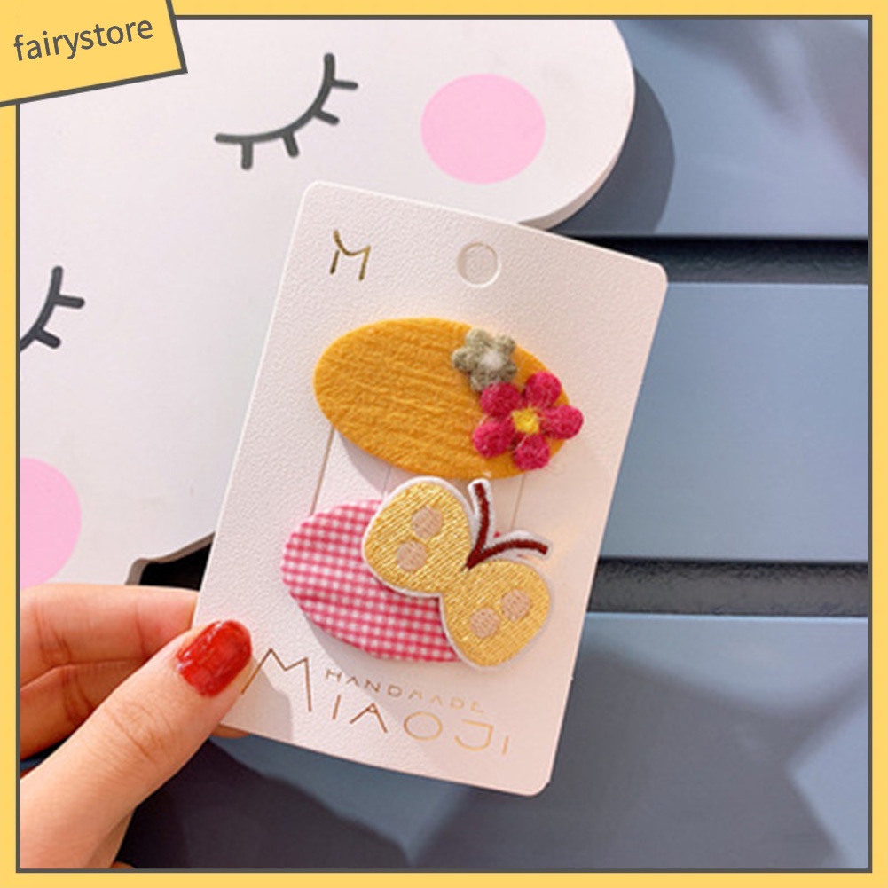 Set 2 Kẹp Tóc Hình Hoa / Động Vật Dễ Thương Cho Bé Gái